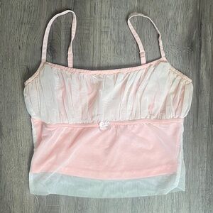 Tunnel Vision Pinky Princess Mesh Crop Tank Top XS